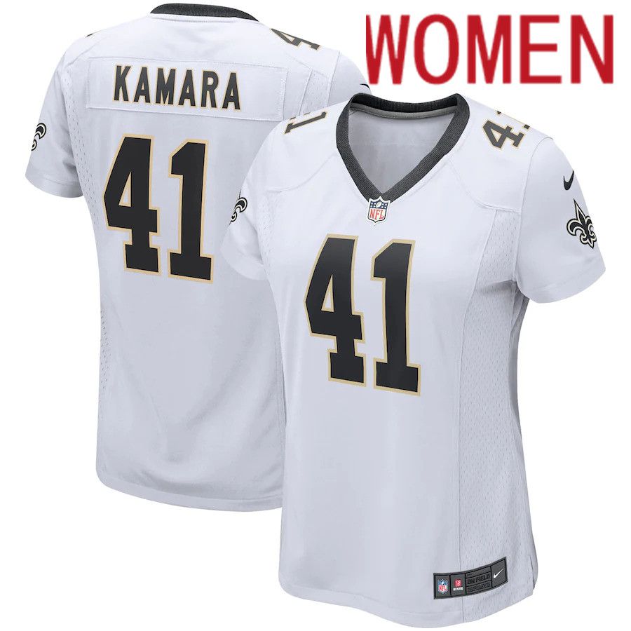 Women New Orleans Saints 41 Alvin Kamara Nike White Player Game NFL Jersey